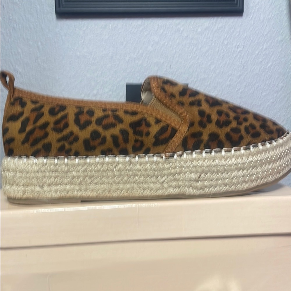 Leopard Print Espadrille Slip-On Shoes